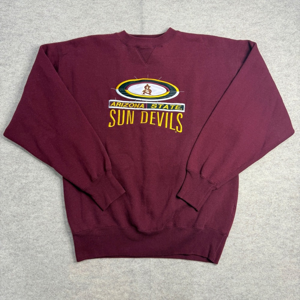 Vintage Arizona State Sun Devils Sweatshirt Midwest Embroidery Maroon Mens Large